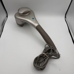Brookstone Percussion Massager Handheld Dual Node Variable Speed Tan 235333